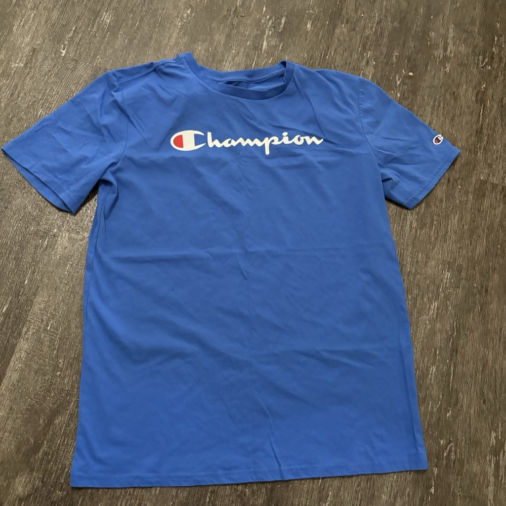 Champion Boys Size XL Blue Classic Script Short Sleeve T-Shirt NWT